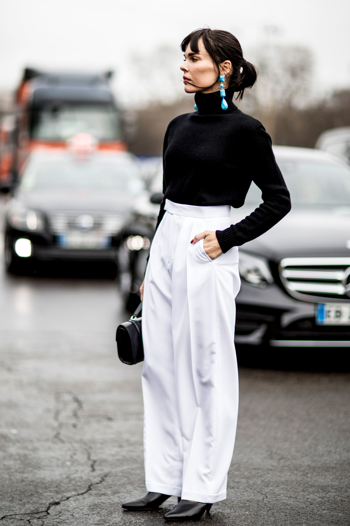 брюки палаццо street style фото