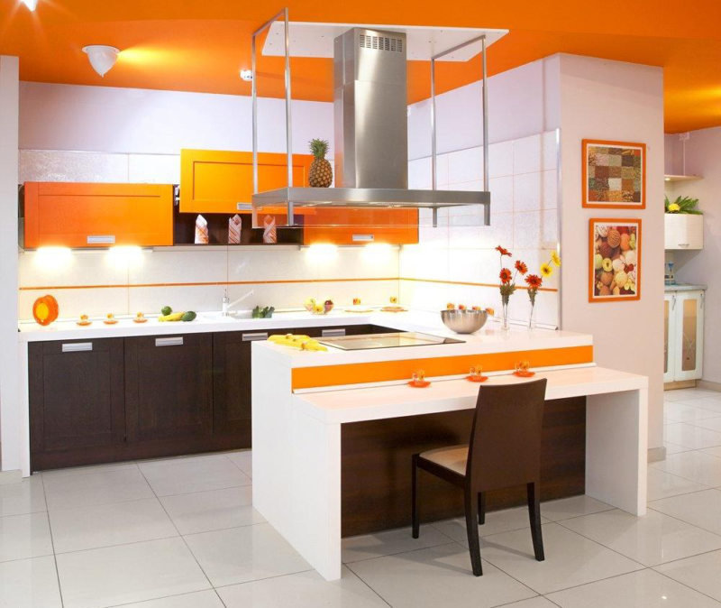 кухня оранжевая фото