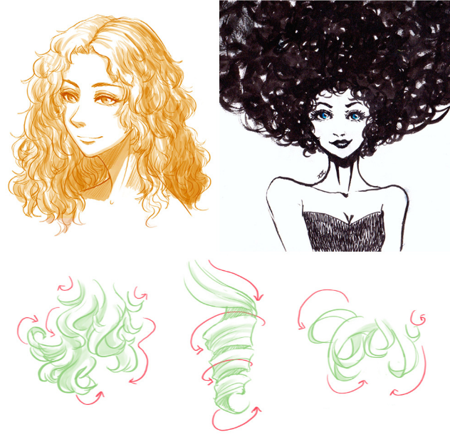 Как рисовать объемные волосы