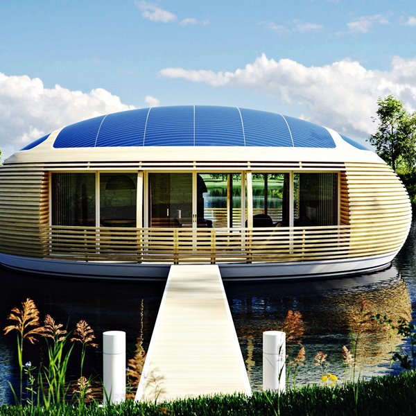 плавучий эко-дом waternest 100 на солнечных батареях фото