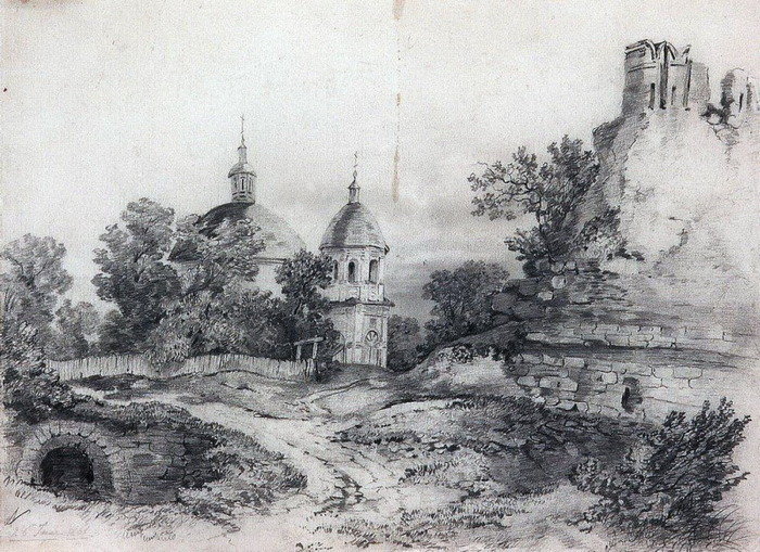 саврасов алексей кондратьевич. пейзаж с церковью фото