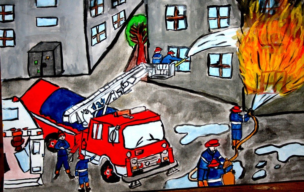 Рисунок пожарная часть для детей