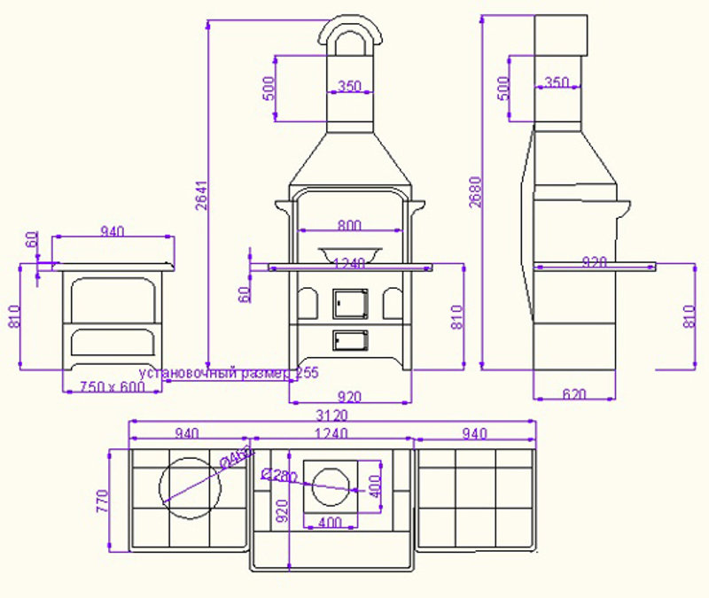 барбекю размеры чертежи