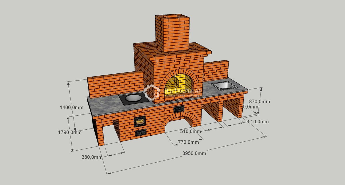 комплекс барбекю из кирпича чертежи и фотографии