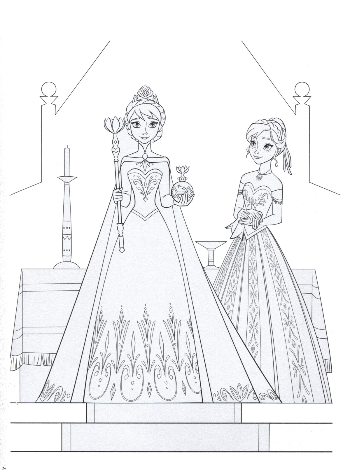 Раскраска Для Девочек Эльза И Анна Распечатать