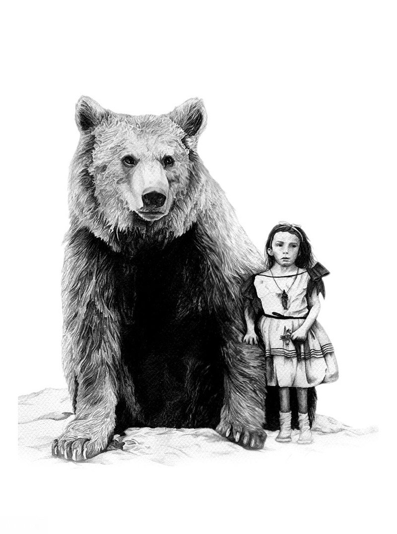 Картинки девочка с мишкой карандашом