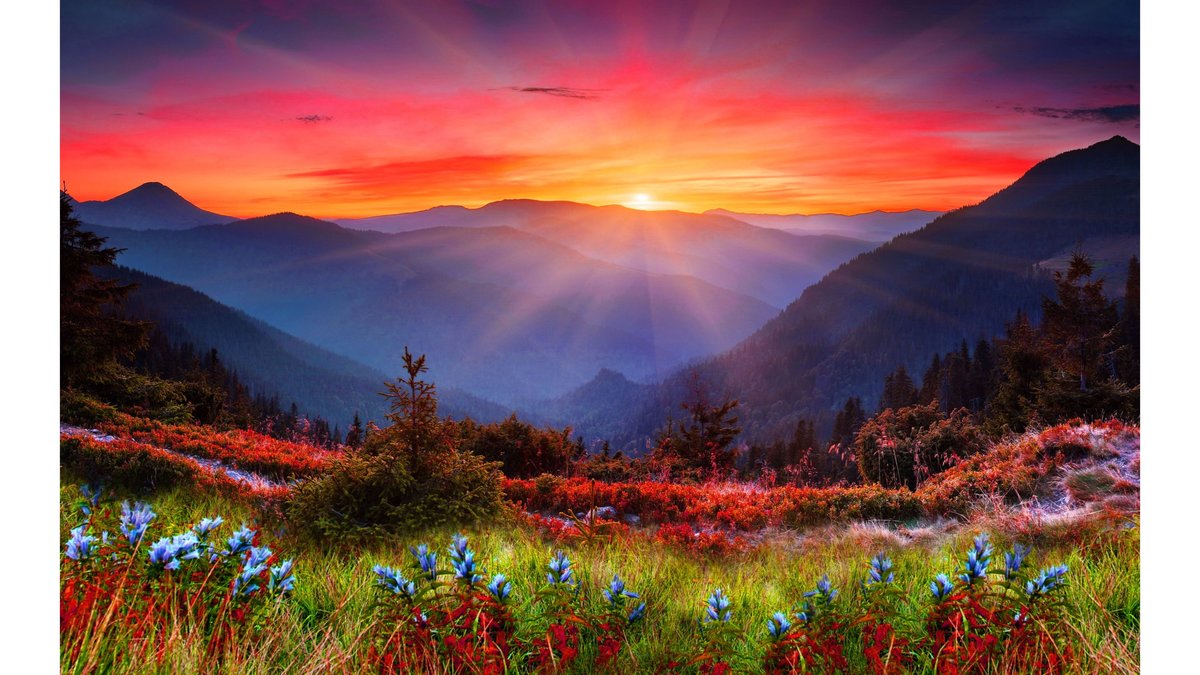 Sunset Over Mountains Wallpaper