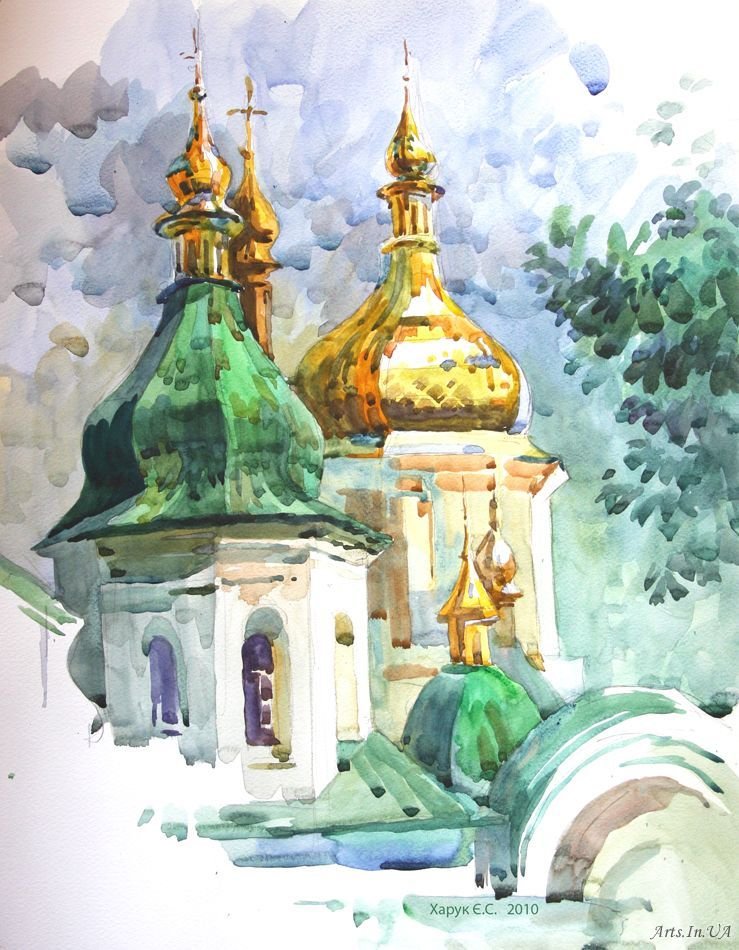 церковь акварель фото
