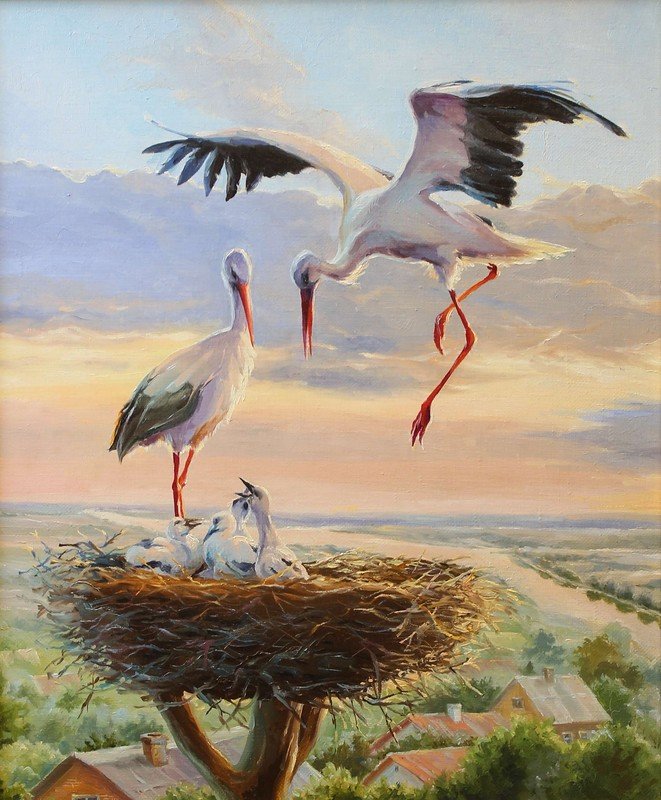картина аисты фото