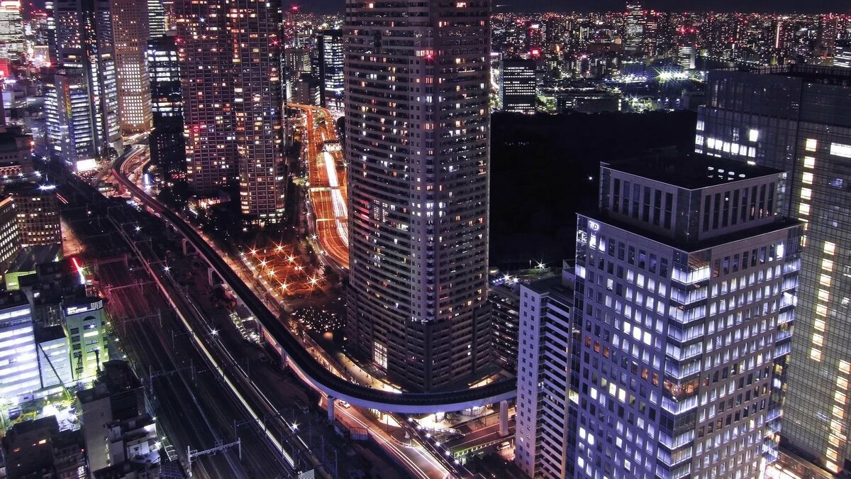 ночной токио небоскребы фото
