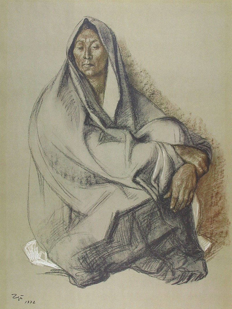 Francisco Zuniga, Mujer con Rebozo, Sentada (Seated Woman with Shawl), Offset Lithograph on Paper, Poster
