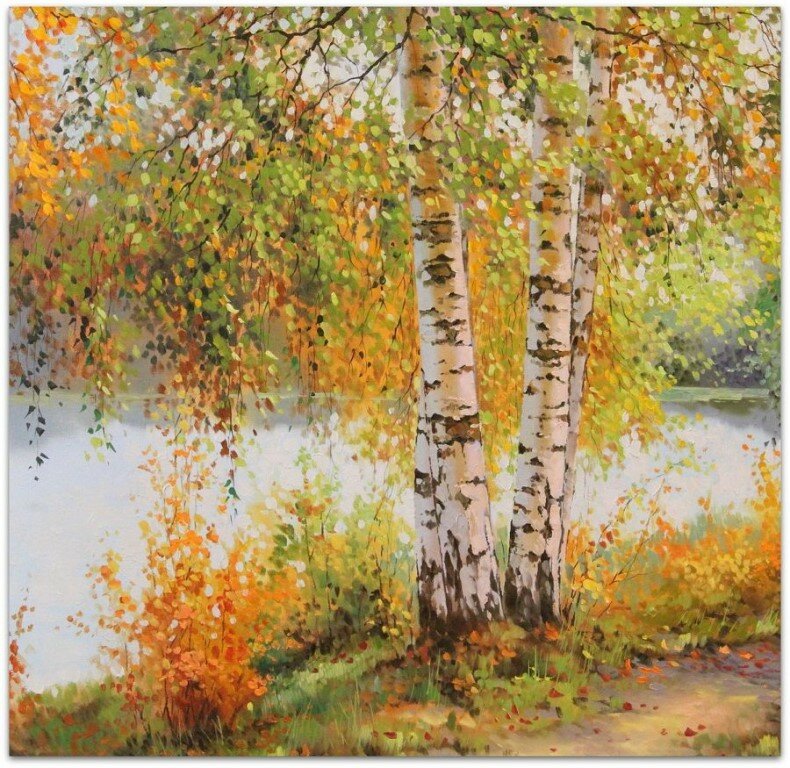 береза осенью фото