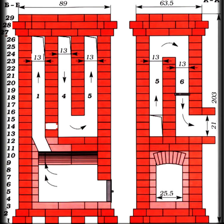 схема строительства печи