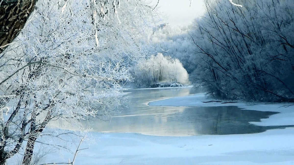 зима река лед фото