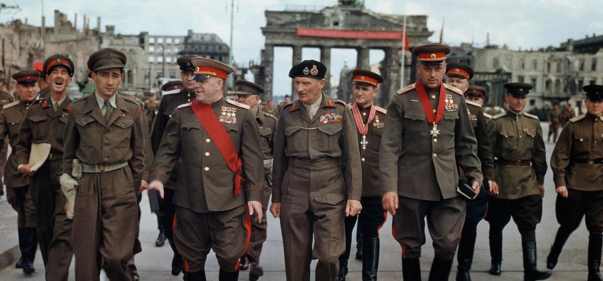жуков, рокоссовский, монтгомери. берлин, 1945 год. фото