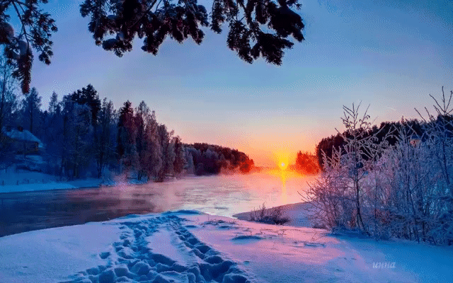 зимний рассвет фото