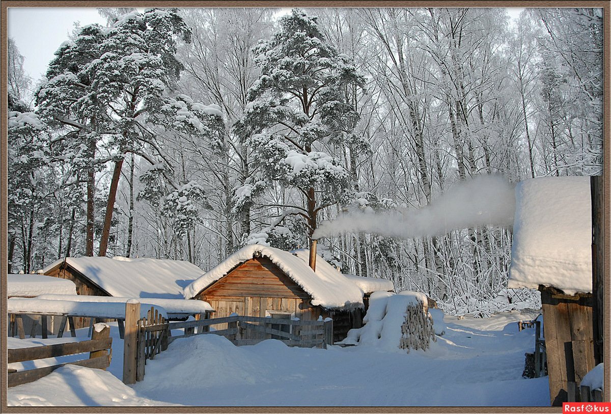 русская деревня зимой фото