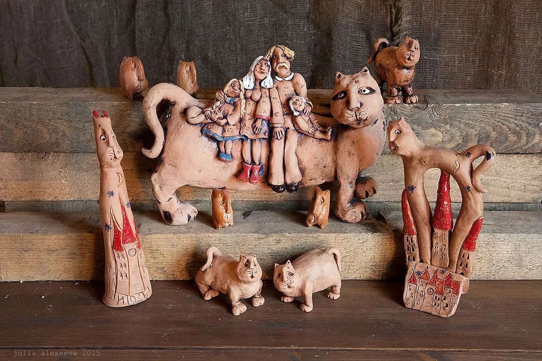 Кошки мелкая пластика керамика рисунок карандашом