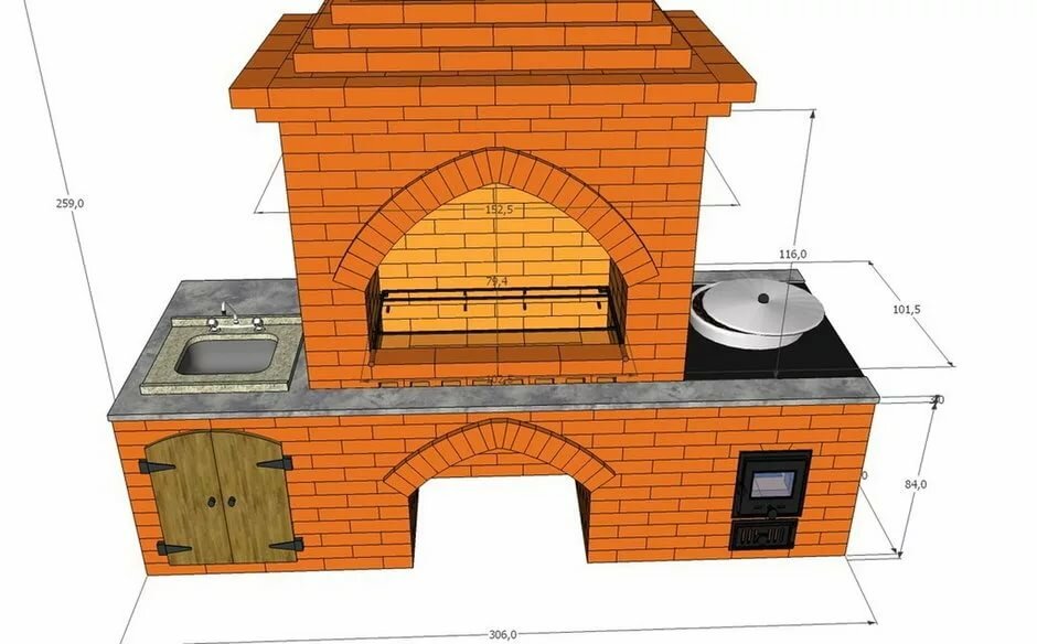 проекты печей из кирпича для барбекю