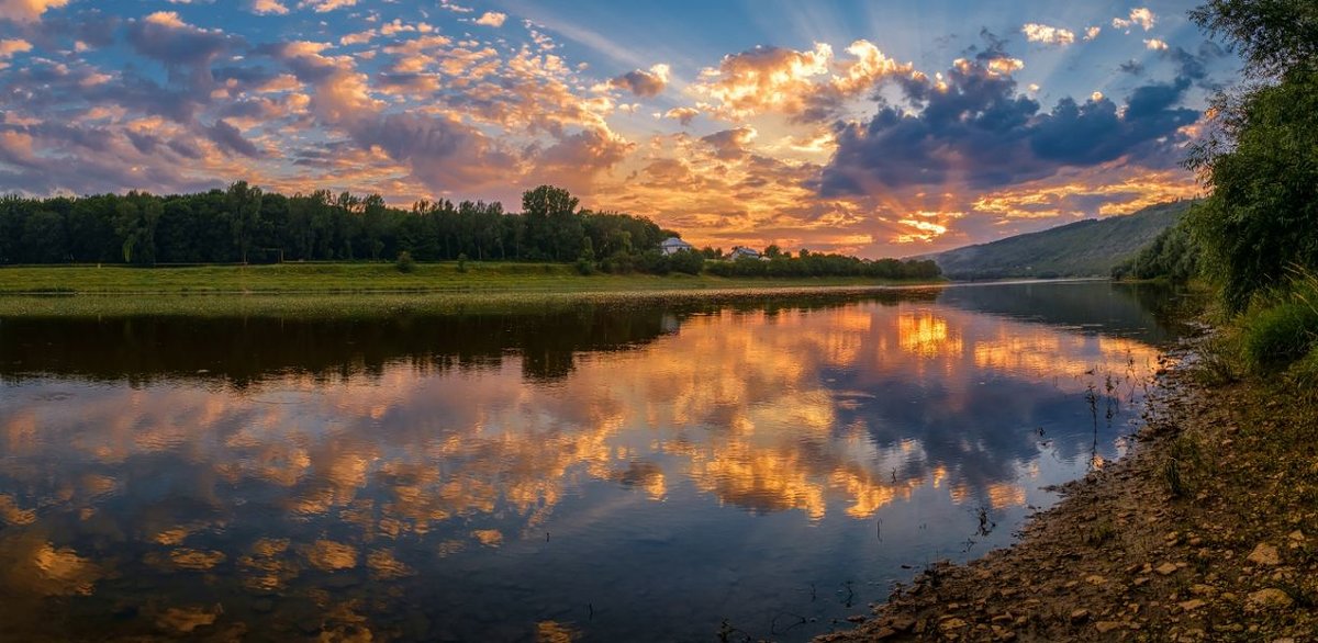 закат река фото