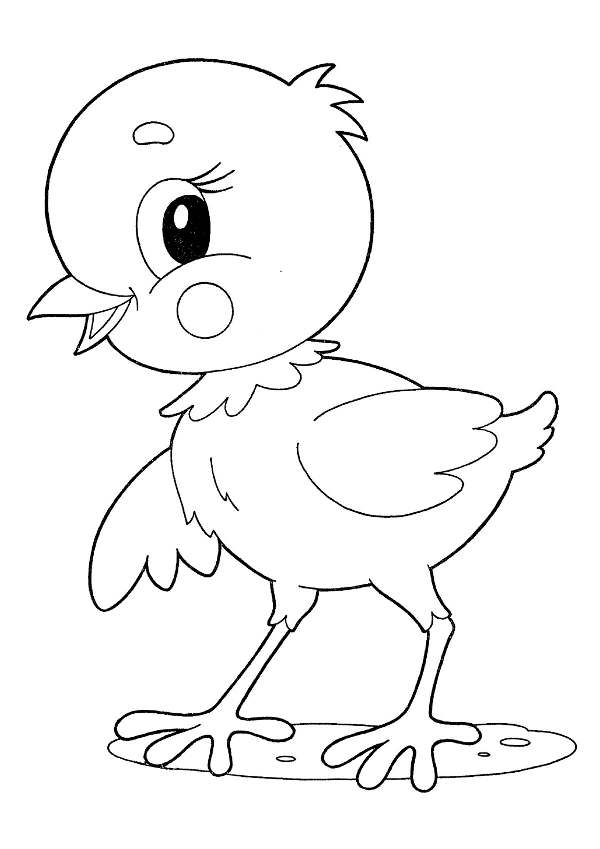 Раскраска Цыпленок Распечатать
