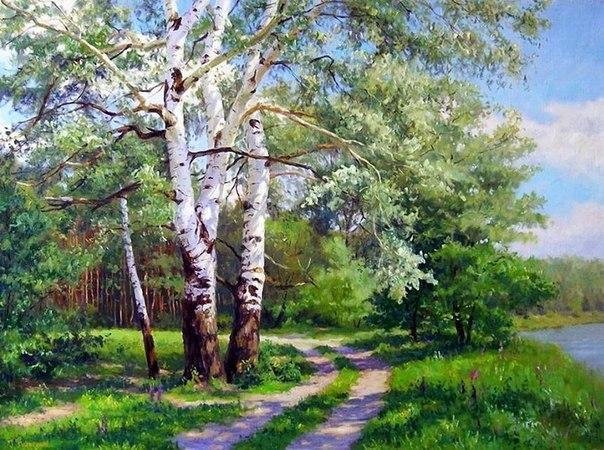 береза картина фото