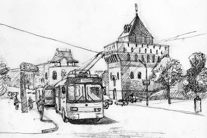 городской пейзаж в графике фото