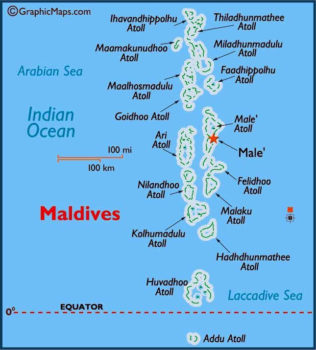 Расскажу, где находятся Мальдивы на карте мира и как туда добраться. Карта Мальдив на русском языке и все атоллы Мальдивского архипелага островов на карте.