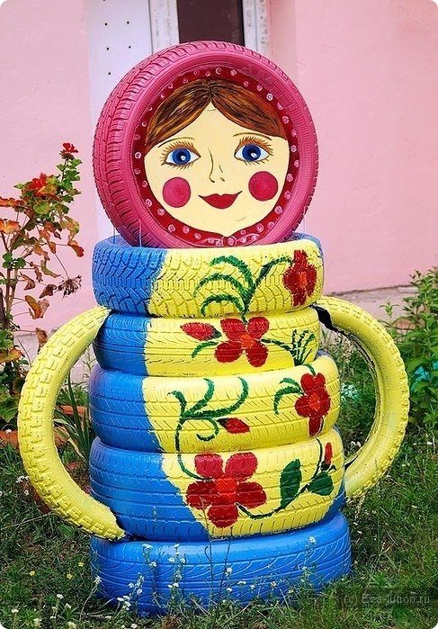 поделки из шин для сада фото
