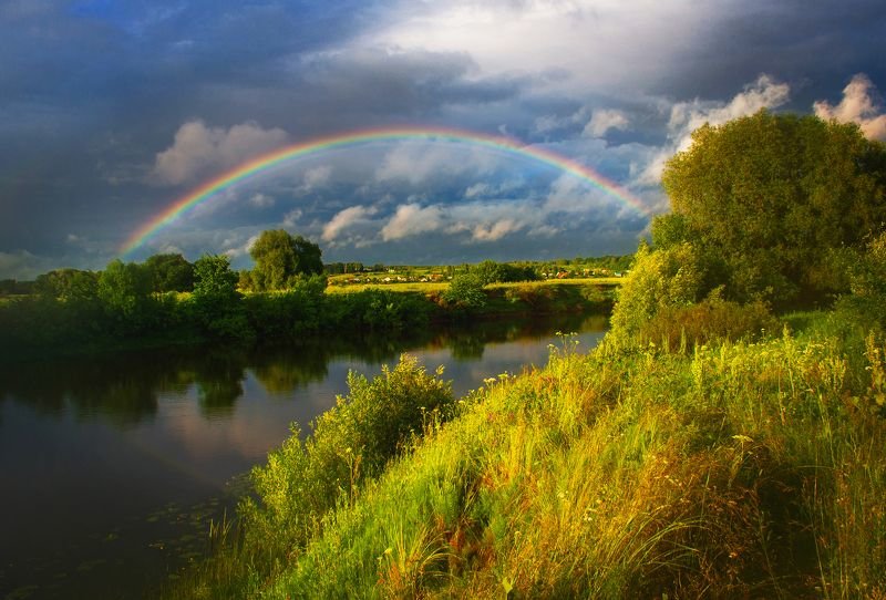 
фото, природа, пейзаж, река, лес, гроза, радуга радуга после грозыp