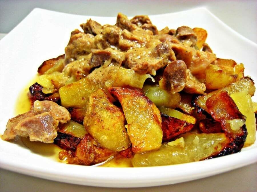 жареная картошка с мясом фото