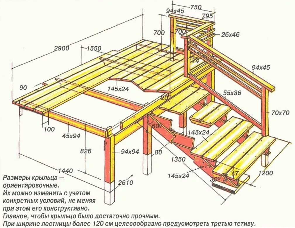 изготовление деревянной лестницы для крыльца