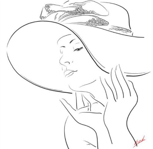 рисунок женщина в шляпе фото