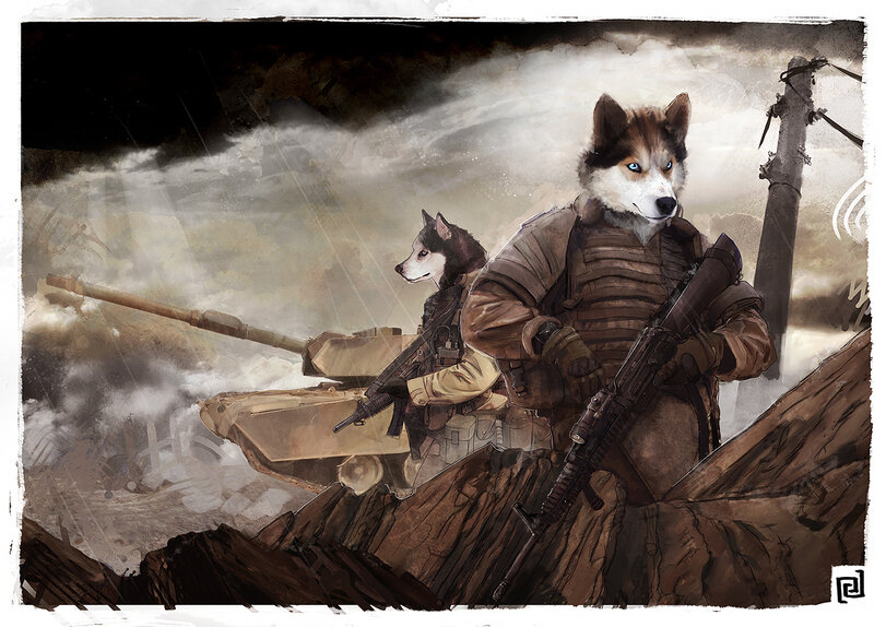 Картинка волка с автоматами