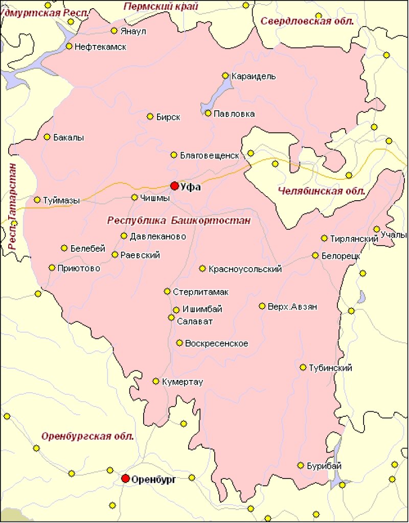 карта башкирии фото