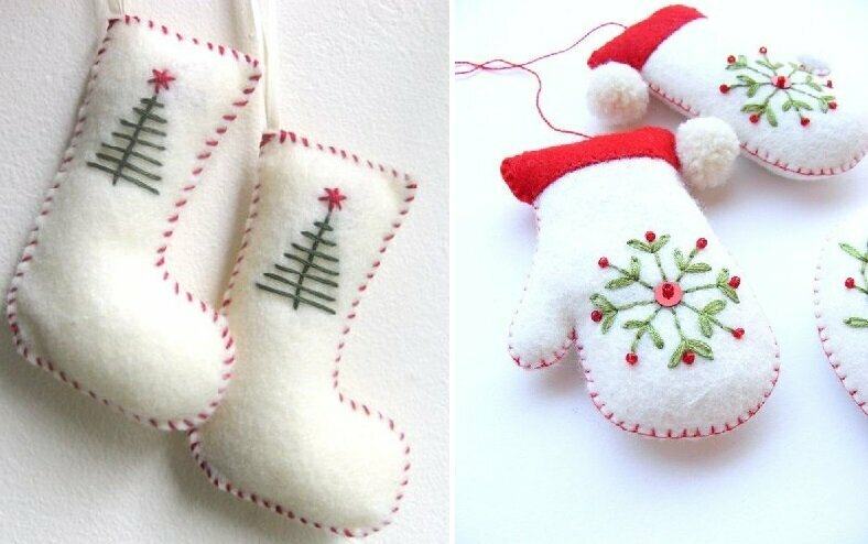 новогодние игрушки из фетра фото