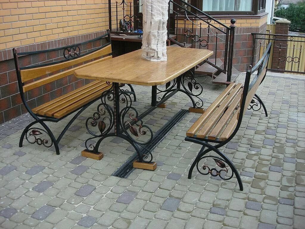 садовая лавочка холодная ковка фото