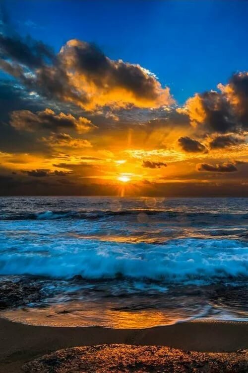 sunset at ocean hd фото