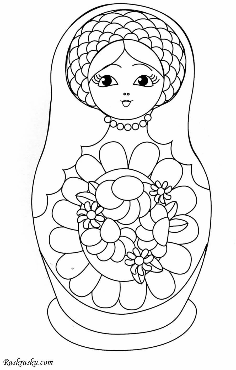 Раскраски Матрешки Распечатать