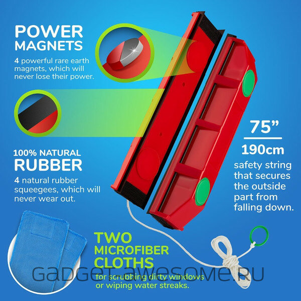 магнитная щетка для мытья окон glider фото
