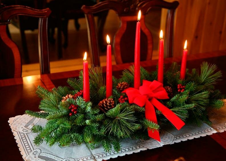 новогодние композиции со свечами фото