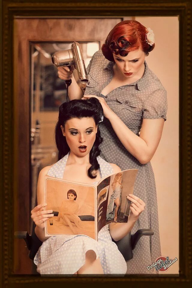 Vintage pin up girls hair