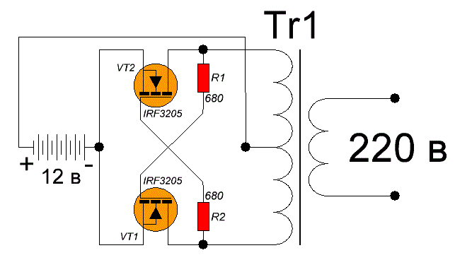 простой инвертор 12 220