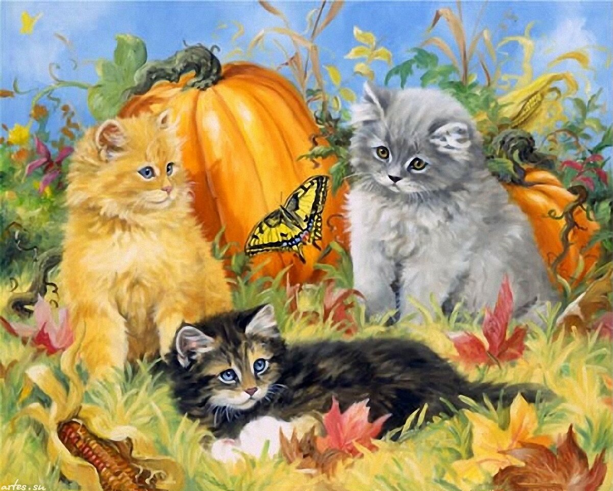 картина с кошкой фото
