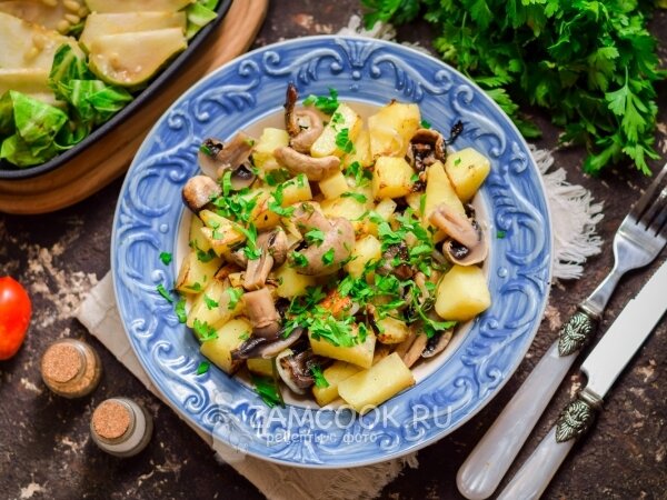 картошка с грибами фото