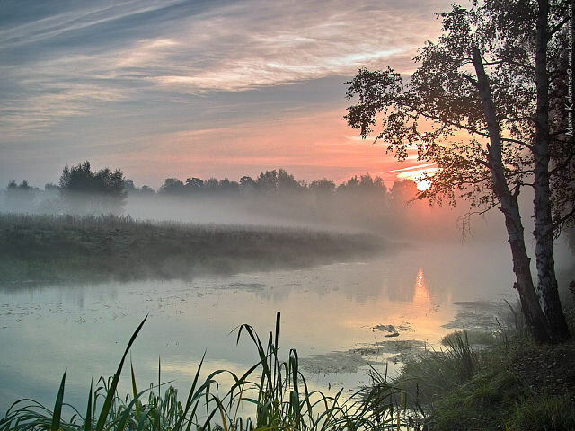 рассвет река фото