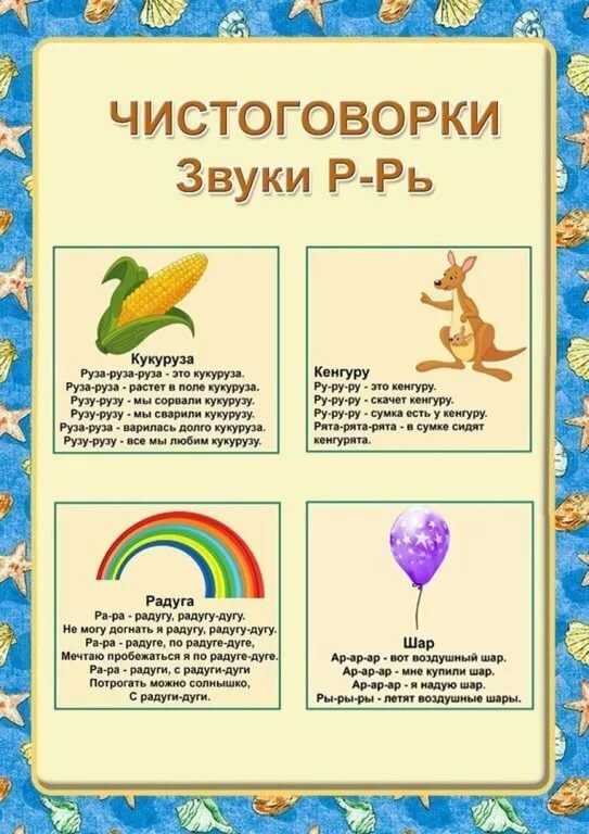 Автоматизация звука р в чистоговорках с картинками