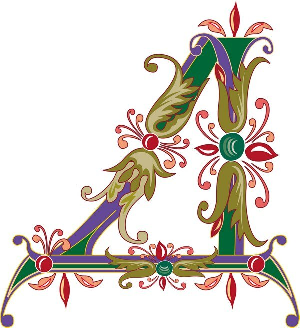 Старославянские буквы с узорами в картинках красивые цветные