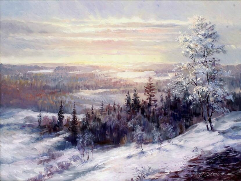 картина зимний пейзаж фото