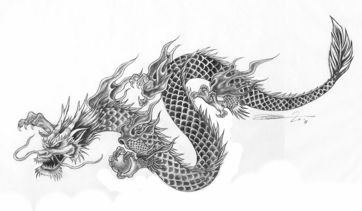 Картинки китайских драконов для тату
